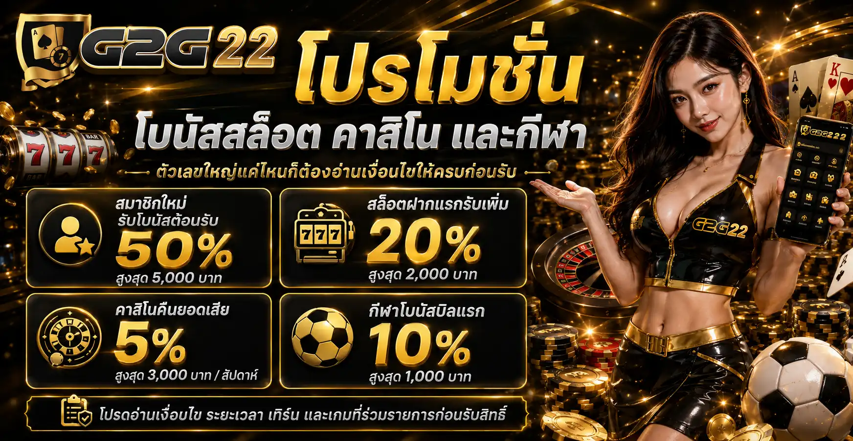 โปรโมชั่น g2g22 โบนัสสล็อต คาสิโน และกีฬา ตัวเลขใหญ่แค่ไหนก็ต้องอ่านเงื่อนไขให้ครบก่อนรับ